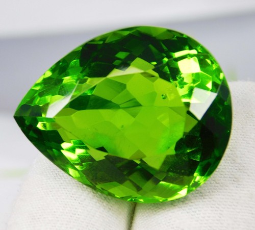 Piedra preciosa suelta certificada 89,30 quilates peridoto verde natural corte pera impecable - Imagen 7 de 11