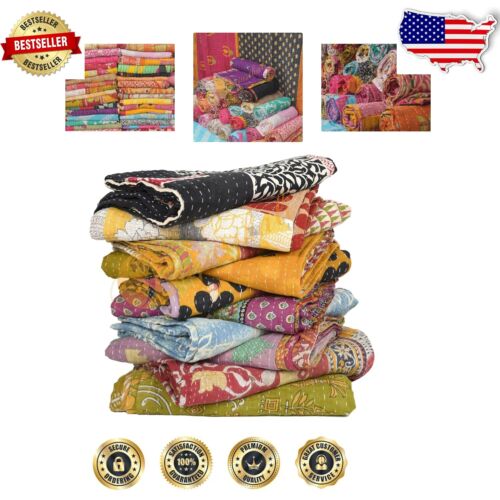 Handmade Vintage Cotton Quilts - 3 Piece Assorted Patchwork Bed Cover Set