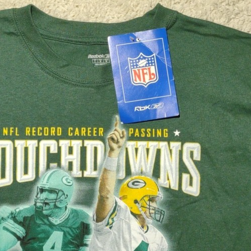 Reebok Green Bay Packers Brett Favre T Shirt L Touchdown Record Collectors NEW - Picture 3 of 7