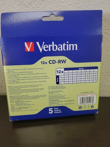 Verbatim 12x CD-RW 5pack Disc Pack (M1) - Picture 2 of 7