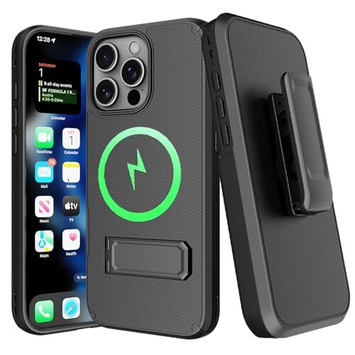 for Holster Case Magnetic with Belt Clip & Kickstand & Card iPhone 16 Pro Max - Photo 2 sur 8