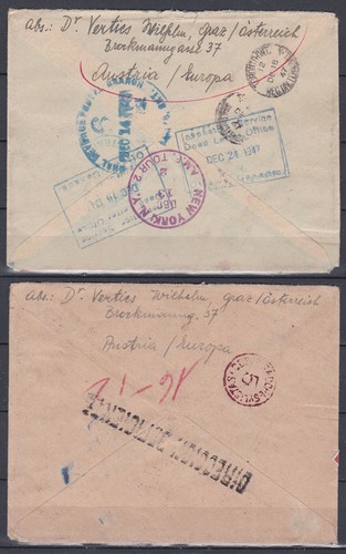 RARITÄT Flugpost 1947 auf 3 ECHT gelaufenen Reco Flugpost Briefen siehe 6 Bilder - Picture 4 of 7