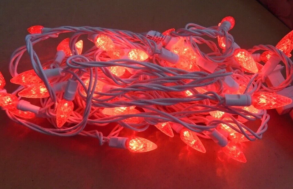 Juego de luces de cadena VICKERMAN grado comercial C6 50 LED luz naranja cable blanco Foto 3 de 4