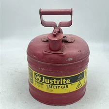 Justrite 2 Gallon Type l Red Gas Can SAFETY CAN Made In USA UL Listed Excellent