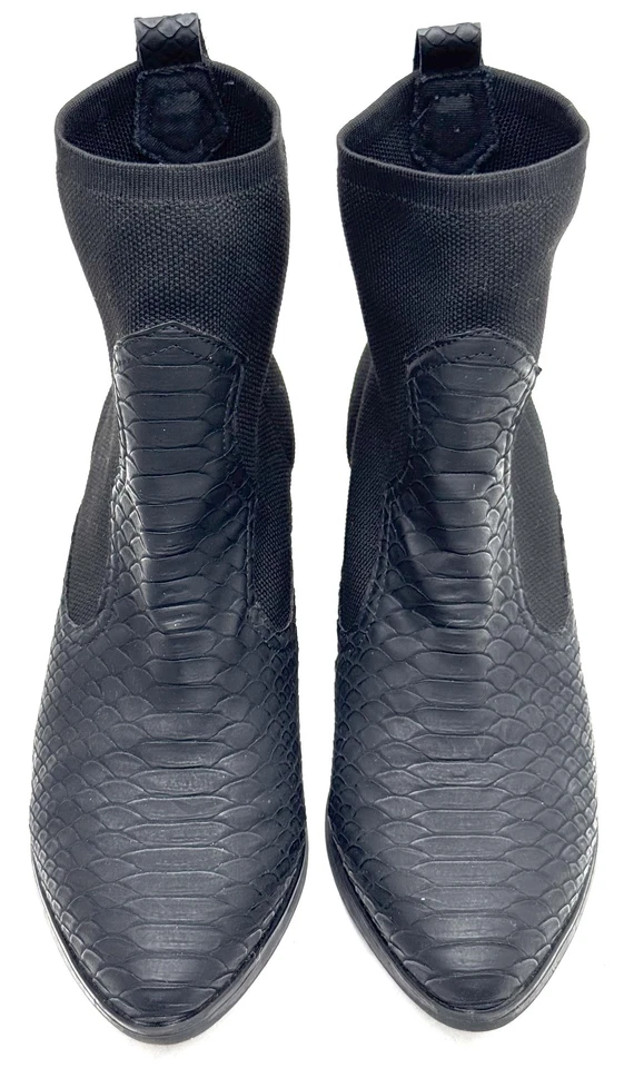 Botas MIA femininas tamanho 9.5 preto falso píton ocidental salto bloco tornozelo zíper botas - Imagem 3 de 4