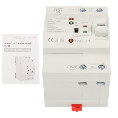 2P 63A 110V Mini Dual Power Automatic Transfer Switch Grid to Alternator NEW