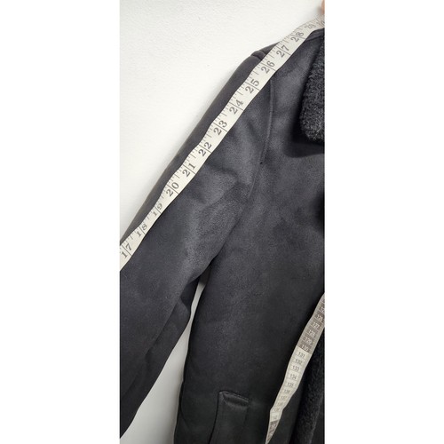 Guess Men's Warm Faux Fur Shearling Double Breasted Coat, Size Small, In Black - Picture 14 of 14