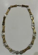 Anne Dick Brutalist Necklace Signed Sterling Silver and Brass 72g
