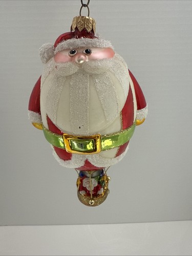 Huras Family 7.00In Balloon Santa, Glass, Ornament Hot Air Blimp