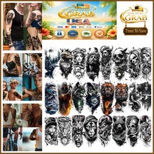 Realistic 3D Temporary Tattoos Half Sleeve 24 Pack Waterproof Black Gothic