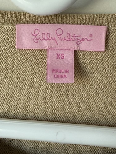 Lilly Pulitzer Women's Size Extra Small Gold Cardigan Sparkly Over Sweater - Picture 3 of 7