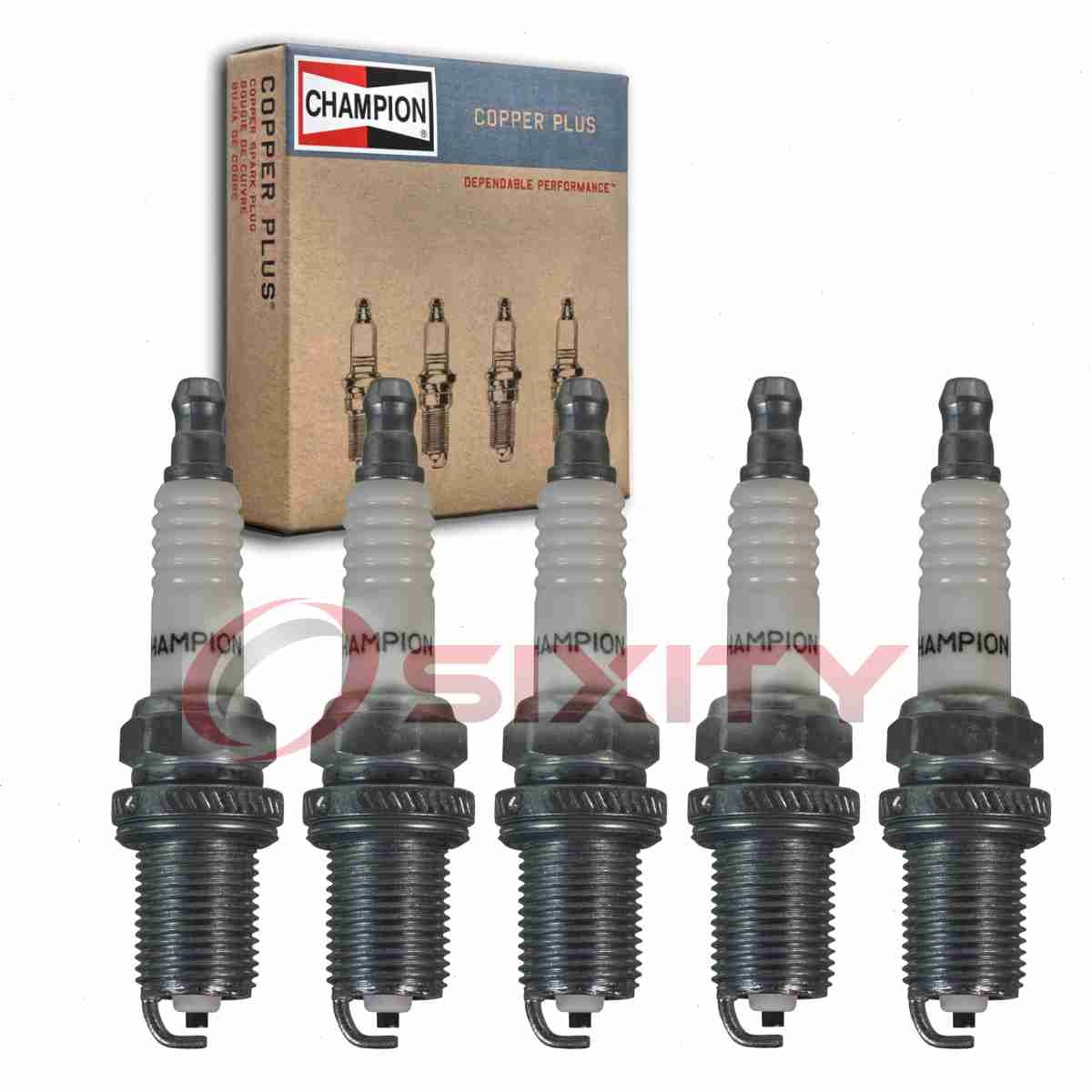 5 pc Champion Copper Plus Spark Plugs for 2001-2004 Volvo S60 2.3L 2.4L 2.5L su