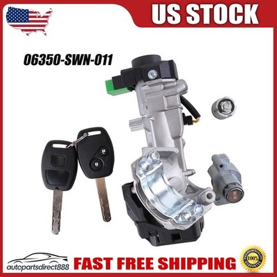 Ignition & Door Lock Cylinder Assembly Set w/2 Remote Keys For 07-11 Honda CRV