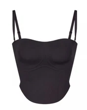 Skims Bonded Corset Group Unlined Crop Corset Women's Large Onyx CR-CRP-2661