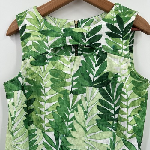 Julian Taylor Shift Dress Size 12 Textured Sleeveless Green Palm Beach Tropical - Picture 2 of 9