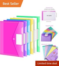 6 Pack Folders Plastic Envelopes, Clear Plastic File Folder