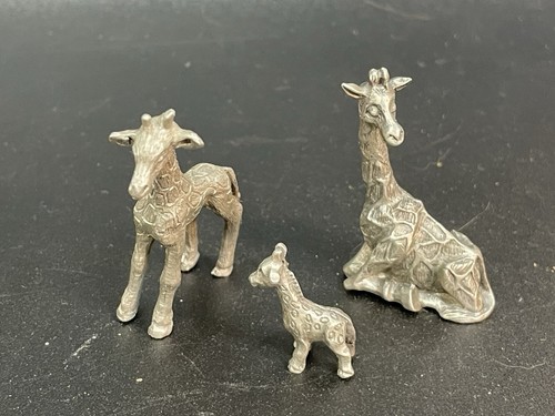 Mini Pewter Giraffe Figures Hudson Noah’s Ark Lot Of 3 Miniature Animal Statues - Picture 8 of 14