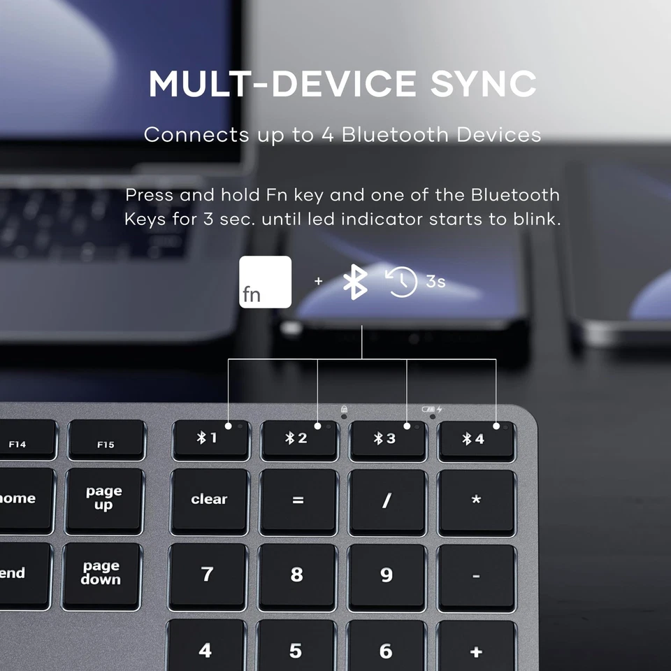 Slim X3 Bluetooth Backlit Keyboard for Mac, Illuminated Keys & Multi-Device S... - Image 2 of 4