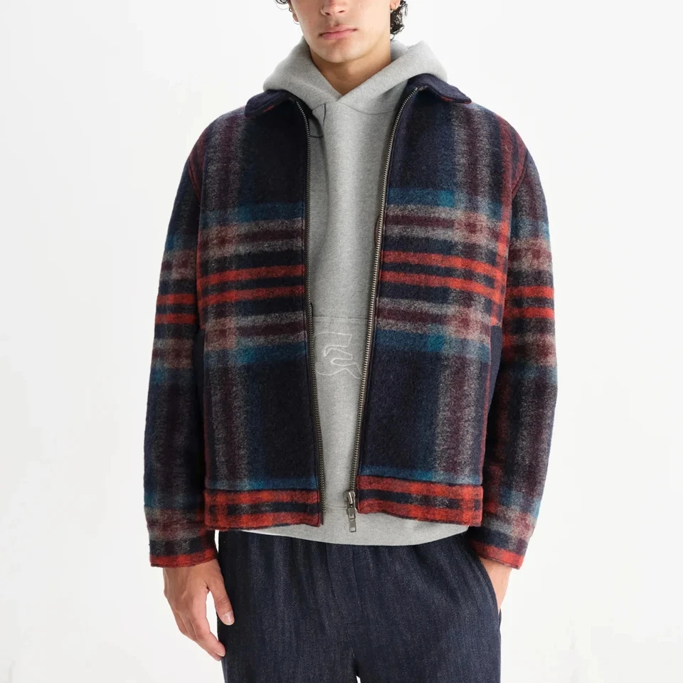 Wax London Jacket - Mens Wax London Heath Jacket - Wool Check - Navy, Multi - Image 3 of 4
