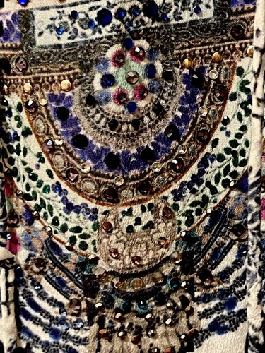 Camilla Australia Printed Crystals Embellishments Silk Top Cover Up~Sz~OS~UNIQUE - Picture 5 of 12