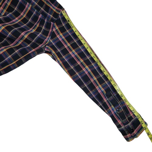 Outerknown Blanket Shirt Mens Large Black Rainbow Plaid Organic Cotton Shacket - Picture 8 of 9