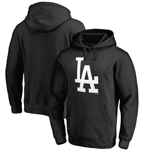 Men's Black Los Angeles Dodgers Official Logo Fitted Pullover Hoodie