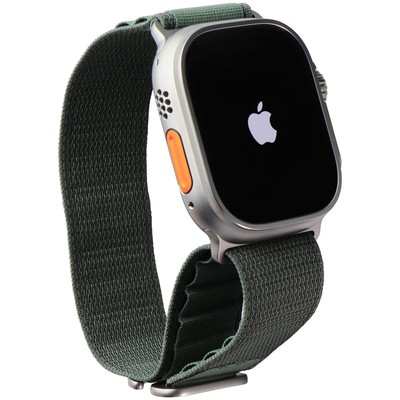 Apple Watch Ultra 49mm Titanium Case with Green Alpine Loop