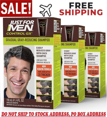 #ad Just For Men Control GX Grey Reducing Shampoo 4 fl oz 3 Pack Gradually Color $36.97
