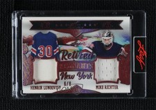 2021-22 Leaf Art of Hockey Red 6/8 Henrik Lundqvist Mike Richter #RR-15 HOF 8d2