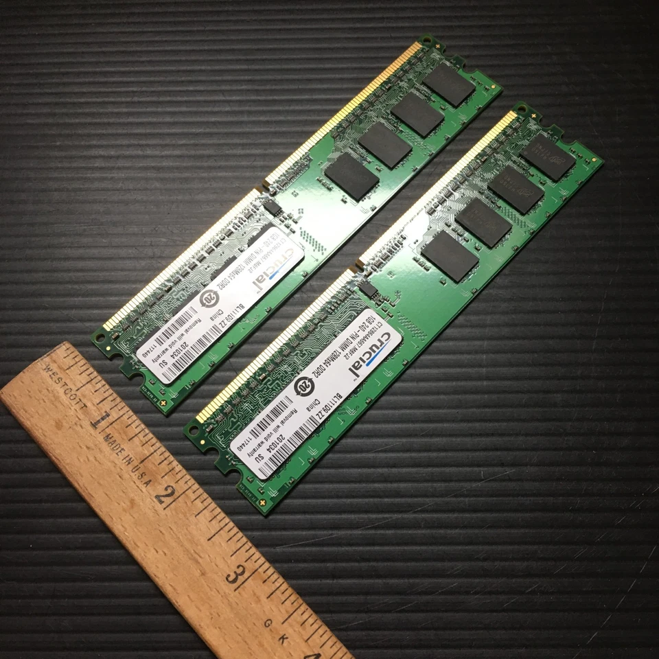 2 PCS Crucial CT12864AA667.M8FJ2 1GB 240-PIN DIMM 128Mx64 DDR2 PC Memory - Image 3 of 4