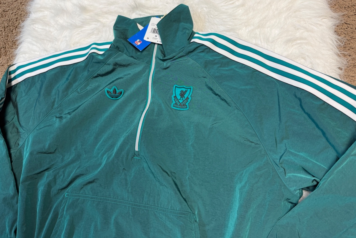 Adidas Liverpool FC Icons Green Men's Size Small Half-Zip Pullover