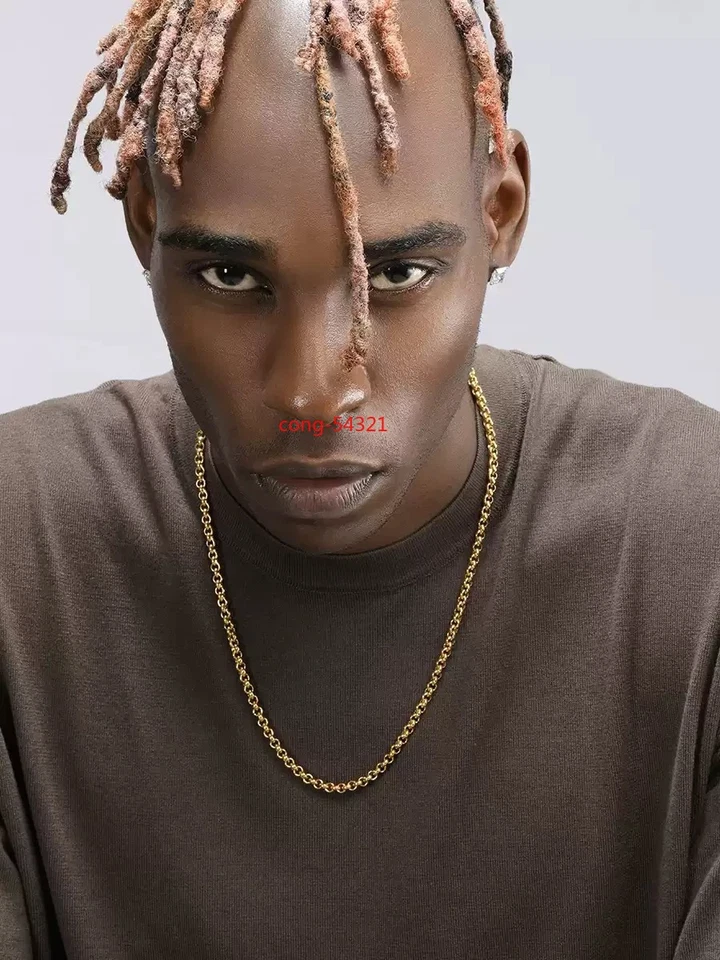 Collar de oro amarillo de 10 quilates de 5 mm cadena de clavícula para hombres y mujeres cadena de cuerda de 18" 20" 22"  Foto 2 de 2