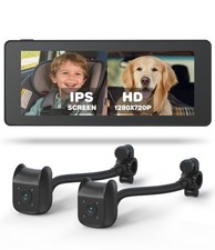 Baby Car Camera for 2 Kids 6.86" 1080P IPS DualCamera Split Screen Monitor ...