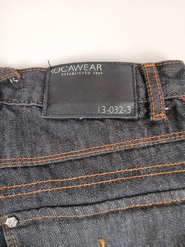 Pantalones de mezclilla ROCAWEAR holgados para mujer talla 14/29 parche logotipo azul oscuro cremallera - Imagen 18 de 18
