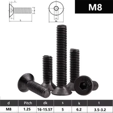 M8 COUNTERSUNK SCREWS ALLEN SOCKET BOLTS SELF COLOUR HIGH TENSILE 10.9