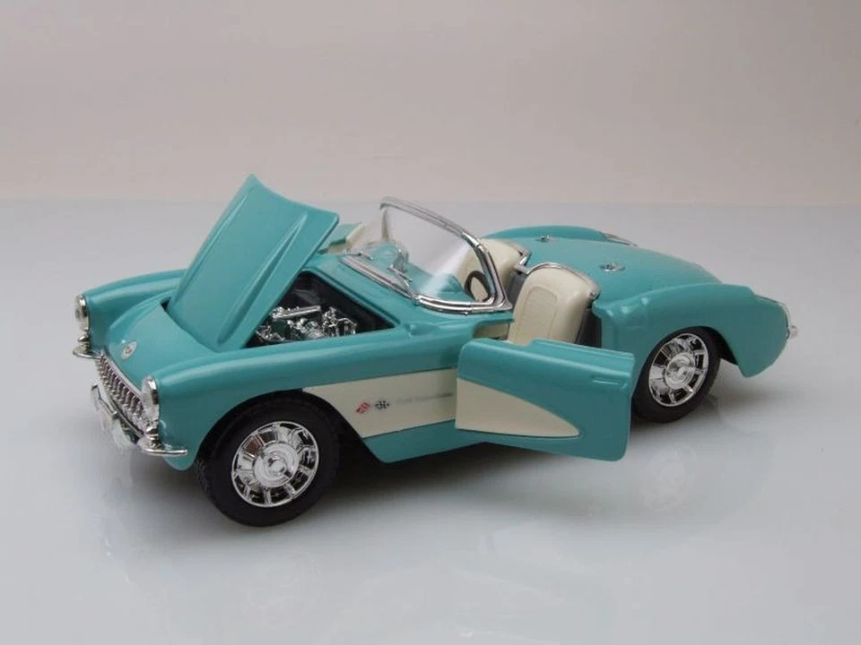 Chevrolet Corvette Cabrio C1 1957 Turquesa Coche a Escala 1:24 Maisto - Imagen 4 de 4