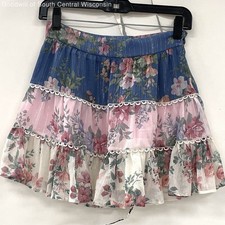 NWT Altar d State Blue Pink Multi Floral Serena Tiered Skirt Women s Sz S