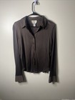 Talbots Womens Shirt Petites Size Large Stretch Tan Long Sleeve Suede Fabric