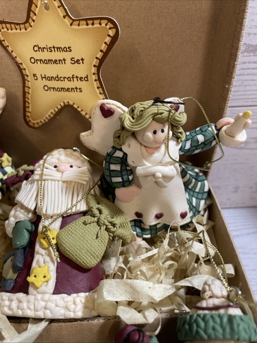 Set of 5 Handcrafted Santa Angels Snowman In Decorated Gift Box 3.5” Ornaments - Bild 4 von 7