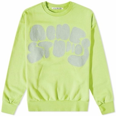 Acne Studios Bubble Sweatshirt Logo Trainer  NWOT Lime Green M Med Retail: $375