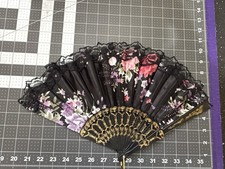 Handheld silk and lace floral Victorian style fan