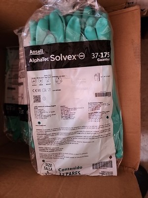 NEW Ansell Sol-Vex 37-175 Chemical Resistant Gloves Size 9, 12 Pairs 