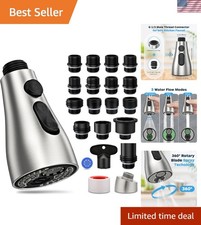 Kitchen Faucet Head Replacement 3 Modes with 17 Adapters, Pull Down Spray Hea...