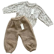 Rylee + Cru Cable Knit Sweater Sherpa Jogger Pant Set 18-24 M NWT Fall Outfit