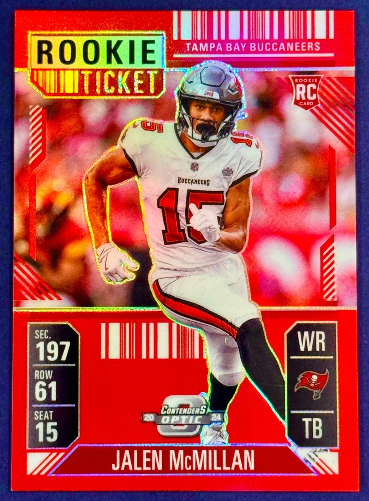 2024 Panini Contenders Optic Jalen McMillan Rookie Ticket Red Prizm /199 #72 RC