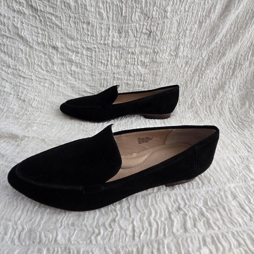 J Jill Suede Loafer Black Pointed Toe Chic Casual Shoe Block Heel Size 10M - Picture 5 of 12