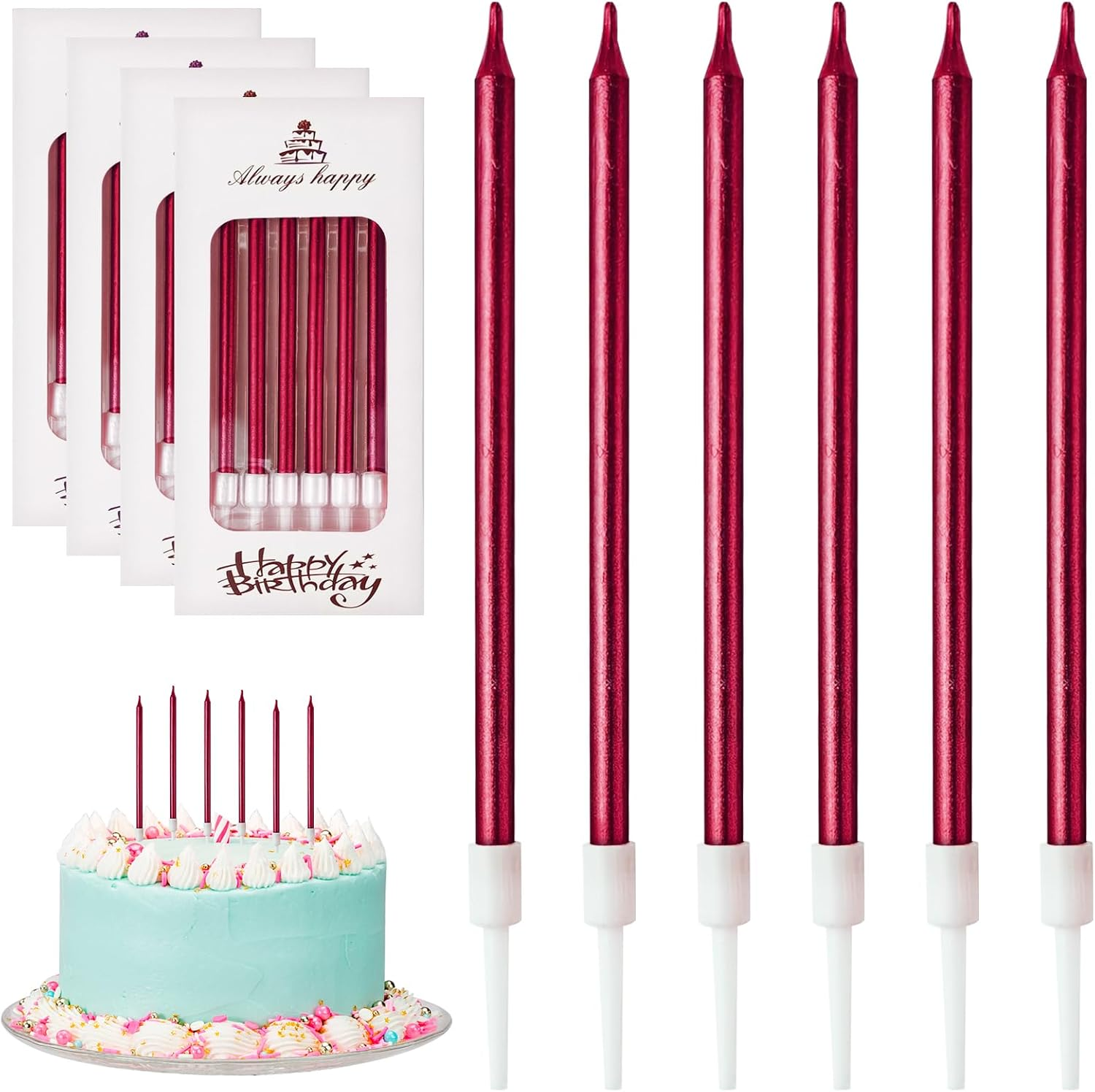 Birthday Cake Candles, Tall Cake Candles, Long Birthday Candles, Thin Cupcake Ca