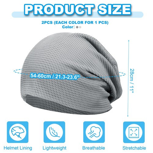 2Pcs Cooling Skull Cap Helmet Liner Sweat Wicking Cap Dark Blue/Gray - Picture 2 of 6