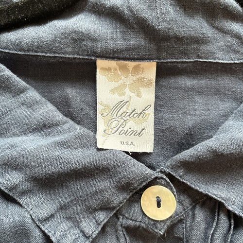 Match Point Bluse Leinen L marine gerippt, LS, Oversized Btn Down - Bild 7 von 8