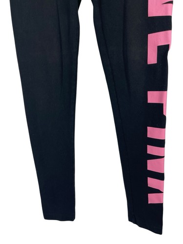 Vintage Y2K 2000er Victoria Secret Love Pink Write Out schwarz pink Fold Over Leggings - Bild 4 von 13